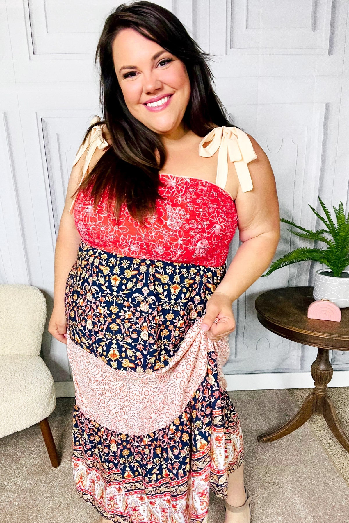 Vacay Vibes Orange Floral Smocked Tube Top Tiered Maxi Dress *online exclusive-[option4]-[option5]-Cute-Trendy-Shop-Womens-Boutique-Clothing-Store
