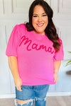 Take A Bow Pink "Mama" Embroidery Puff Sleeve Sweater Top *online exclusive-[option4]-[option5]-Cute-Trendy-Shop-Womens-Boutique-Clothing-Store