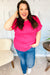 Be Your Best Fuchsia Cable Knit Dolman Short Sleeve Sweater Top *online exclusive