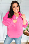 Ready to Relax Hot Pink Half Zip French Terry Hoodie *online exclusive-[option4]-[option5]-Cute-Trendy-Shop-Womens-Boutique-Clothing-Store