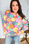 Easy To Love Fuchsia Floral Two Tone Knit Vintage Top *Online Exclusive*-1X-[option4]-[option5]-Cute-Trendy-Shop-Womens-Boutique-Clothing-Store