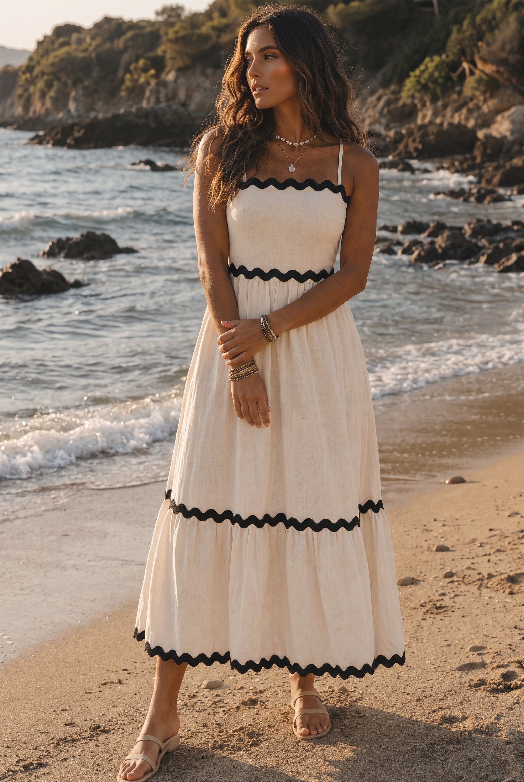 Coastal Culture Rickrack Tiered Maxi Dress-[option4]-[option5]-Cute-Trendy-Shop-Womens-Boutique-Clothing-Store
