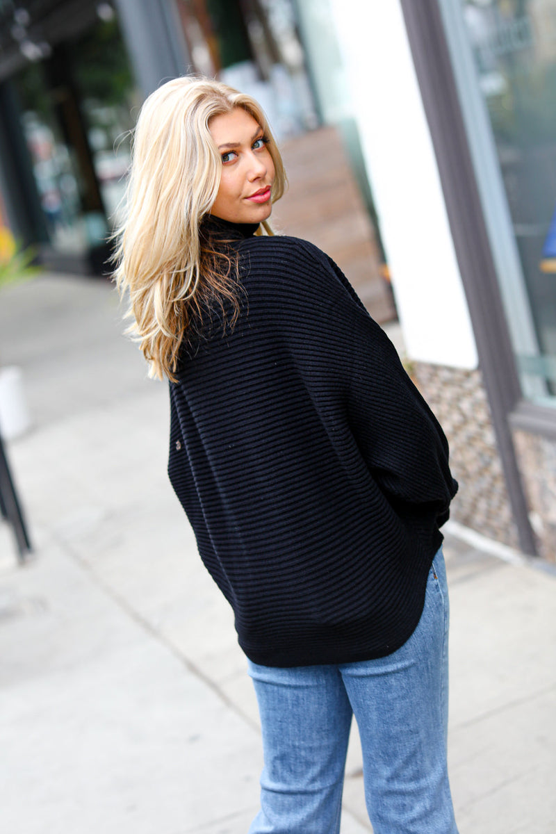 Lady In Black Ribbed Turtleneck Dolman Sweater *online exclusive-[option4]-[option5]-Cute-Trendy-Shop-Womens-Boutique-Clothing-Store