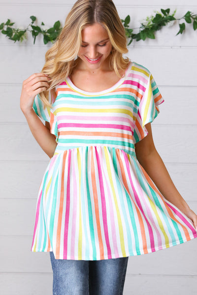 Lavender Rainbow Stripe Babydoll To *online exclusive-[option4]-[option5]-Cute-Trendy-Shop-Womens-Boutique-Clothing-Store