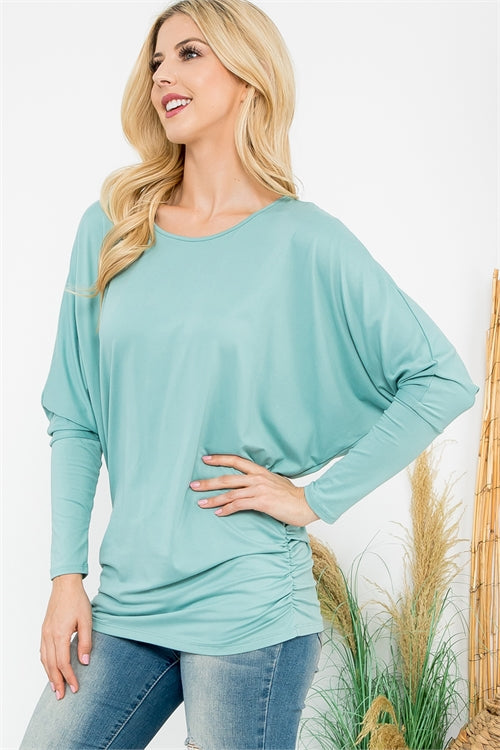 Love the Look Mint Ruched Dolman Top *instore & Online-[option4]-[option5]-Cute-Trendy-Shop-Womens-Boutique-Clothing-Store