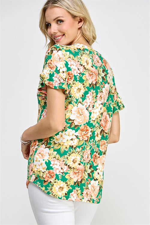 Picnic in the Park Green Floral Top *Online & In Store*-[option4]-[option5]-Cute-Trendy-Shop-Womens-Boutique-Clothing-Store