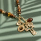 Faith & Flare Wood Bead Cross Charm Necklace