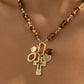 Faith & Flare Wood Bead Cross Charm Necklace