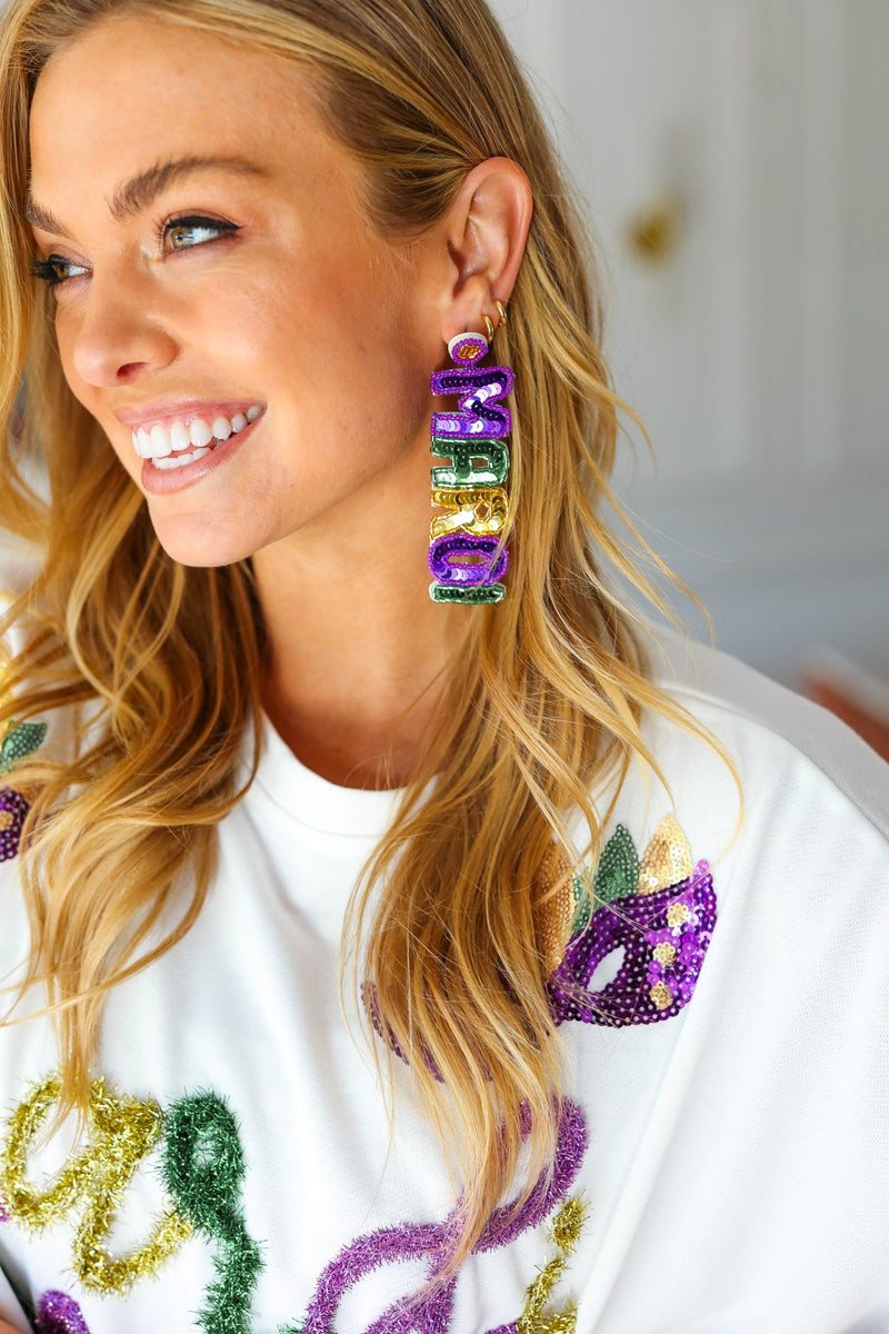 Mardi Gras Sequin & Beaded Dangle Earrings *online exclusive-One Size Fits All-[option4]-[option5]-Cute-Trendy-Shop-Womens-Boutique-Clothing-Store