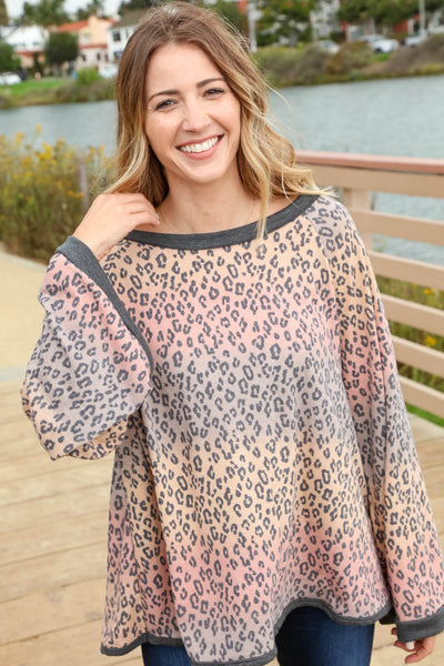 Multicolor Leopard Bell Sleeve Pullover Knit Top *Online Exclusive*-[option4]-[option5]-Cute-Trendy-Shop-Womens-Boutique-Clothing-Store