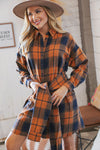 Navy & Rust Plaid Flannel Button Down Waist Tie Dress *online exclusive-[option4]-[option5]-Cute-Trendy-Shop-Womens-Boutique-Clothing-Store