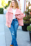 Own It Blush Cinched Waist Zip Up Fleece Jacket *online exclusive-[option4]-[option5]-Cute-Trendy-Shop-Womens-Boutique-Clothing-Store