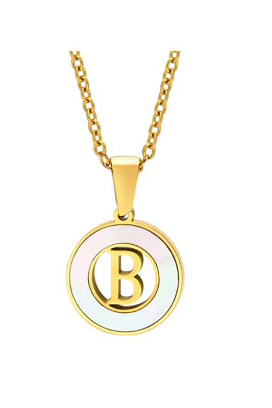 Mother of Pearl Initial Shell Pendant Necklace-B-[option4]-[option5]-Cute-Trendy-Shop-Womens-Boutique-Clothing-Store