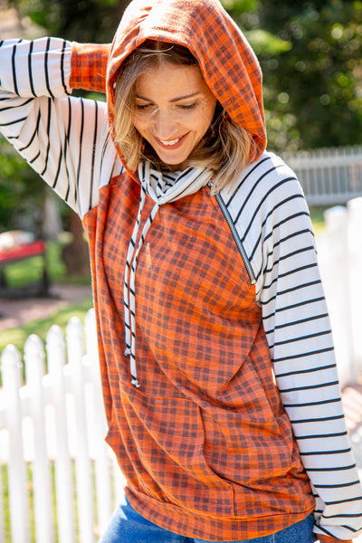 Rust Plaid French Terry Raglan Hoodie *Online Exclusive*-[option4]-[option5]-Cute-Trendy-Shop-Womens-Boutique-Clothing-Store