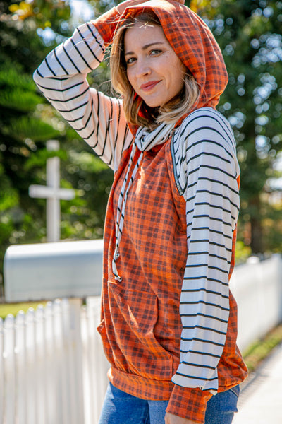 Rust Plaid French Terry Raglan Hoodie *Online Exclusive*-[option4]-[option5]-Cute-Trendy-Shop-Womens-Boutique-Clothing-Store