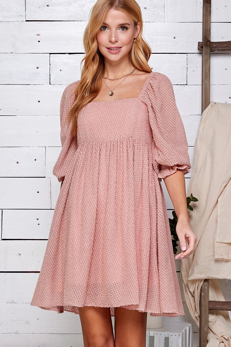 The Scarlett Swiss Dot Mini Dress Pink-Cute-Trendy-Shop-Womens-Boutique-Clothing-Store