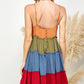 Canyon Sunset Colorblock Tiered Mini Dress