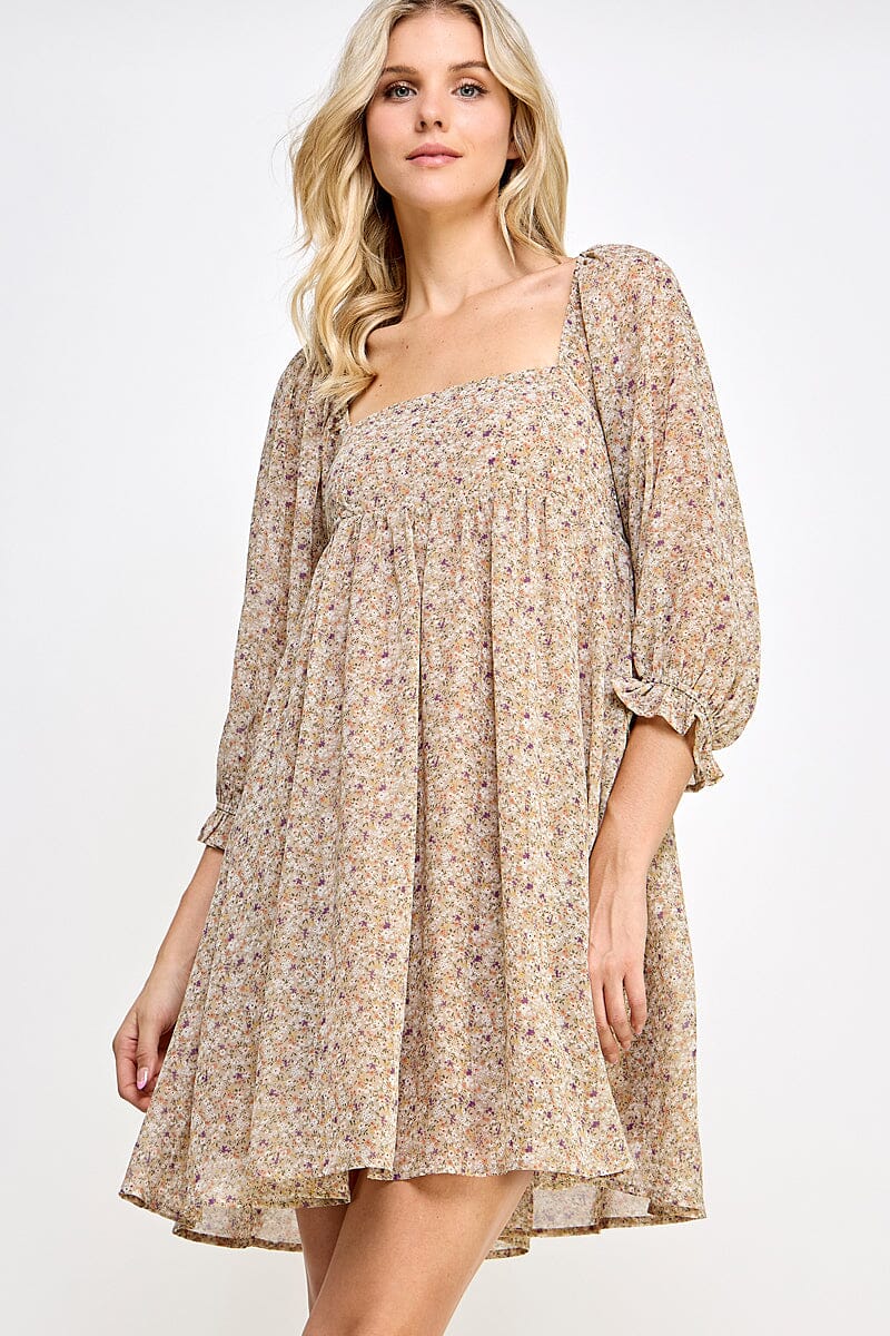 Pumpkin Spice & Everything Floral Mini Dress-Cute-Trendy-Shop-Womens-Boutique-Clothing-Store