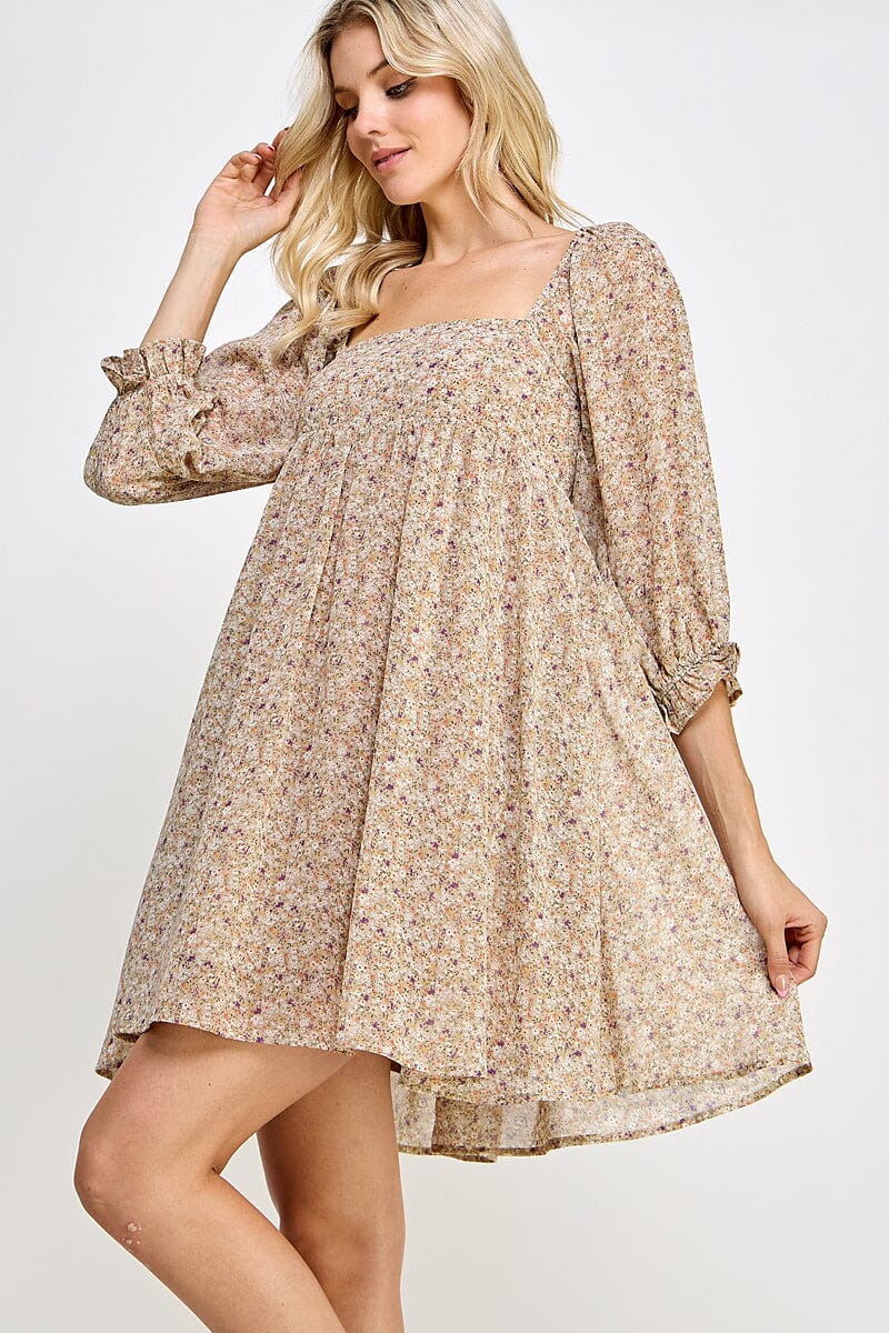 Pumpkin Spice & Everything Floral Mini Dress-Cute-Trendy-Shop-Womens-Boutique-Clothing-Store