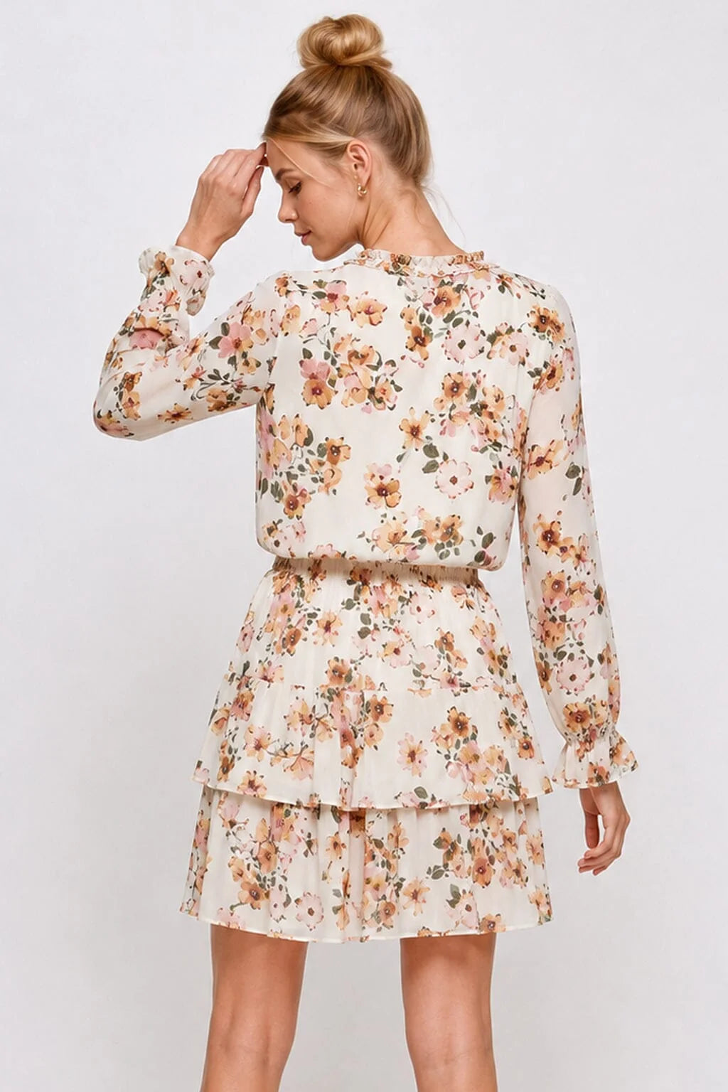 Autumn Blossom Smocked Floral Mini Dress-Cute-Trendy-Shop-Womens-Boutique-Clothing-Store