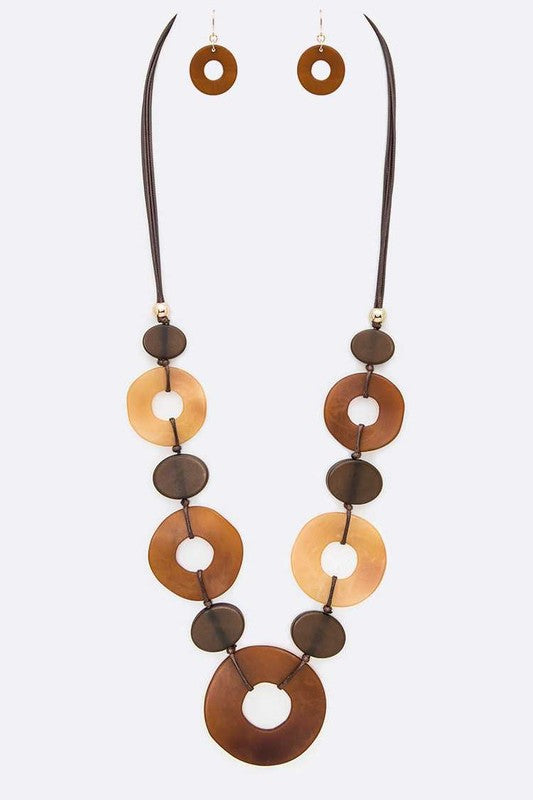 Singing In The Rain Circular Necklace Brown & Yellow-Brown-[option4]-[option5]-Cute-Trendy-Shop-Womens-Boutique-Clothing-Store