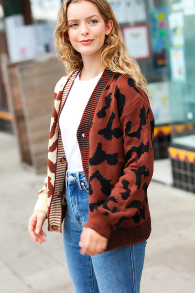 Taupe & Sepia Leopard Print Color Block Cardigan *online exclusive-[option4]-[option5]-Cute-Trendy-Shop-Womens-Boutique-Clothing-Store
