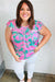 Pink & Green Floral Print Frilled Short Sleeve Yoke Top *online exclusive