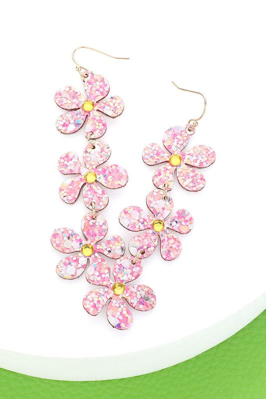 Touch of Whimsy Dropdown Flower Earrings Pink-Pink-[option4]-[option5]-Cute-Trendy-Shop-Womens-Boutique-Clothing-Store