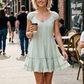 Sweetheart Puff Sleeve Eyelet Mini Dress-Cute-Trendy-Shop-Womens-Boutique-Clothing-Store