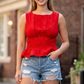 Scarlet Eyelet Pleated Peplum Top-Cute-Trendy-Shop-Womens-Boutique-Clothing-Store