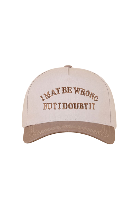 "I May Be Wrong But I Doubt It" Ball Cap-Mocha-[option4]-[option5]-Cute-Trendy-Shop-Womens-Boutique-Clothing-Store