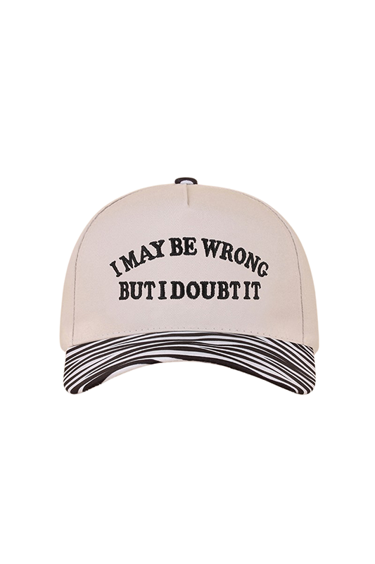 "I May Be Wrong But I Doubt It" Ball Cap-Zebra-[option4]-[option5]-Cute-Trendy-Shop-Womens-Boutique-Clothing-Store