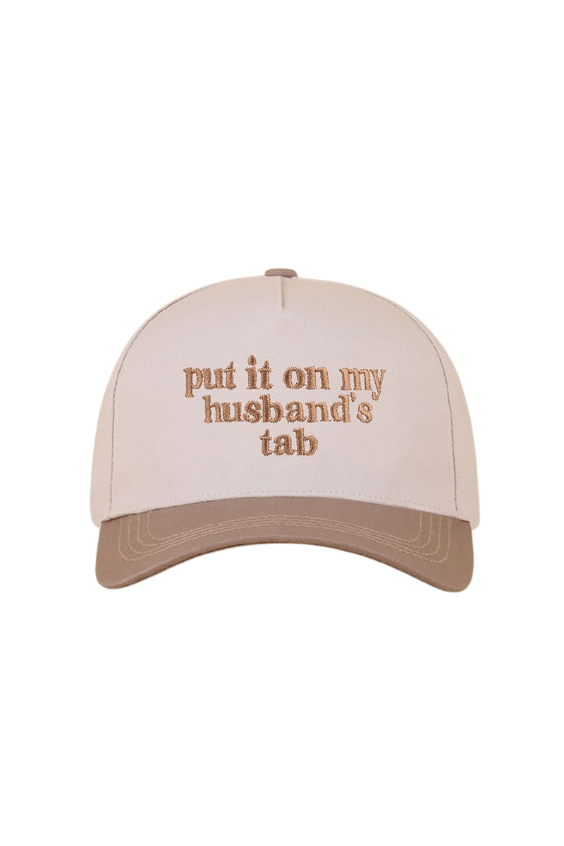 "Put It On My Husband's Tab" Cap-Mocha-[option4]-[option5]-Cute-Trendy-Shop-Womens-Boutique-Clothing-Store