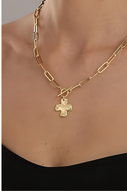 Family Time Mini Cross Toggle Chain Necklace
