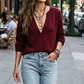 Sunday Soft Waffle Knit Pullover-Burgundy-SMALL-Cute-Trendy-Shop-Womens-Boutique-Clothing-Store