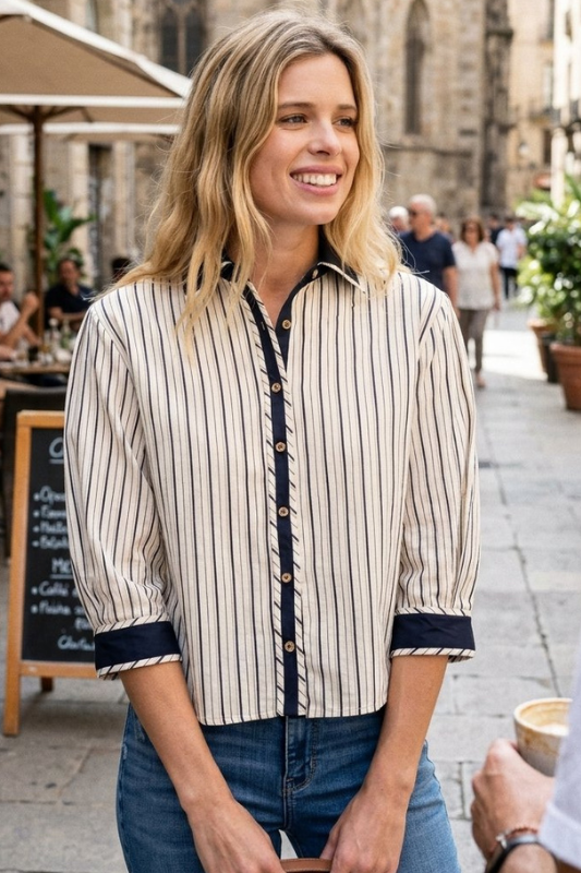 Stripe Ahead Puff Sleeve Button Down-SMALL-Cute-Trendy-Shop-Womens-Boutique-Clothing-Store