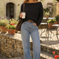 Coastal Breeze Slouchy Boat Neck Knit-Black-SMALL-Cute-Trendy-Shop-Womens-Boutique-Clothing-Store