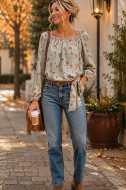 Cottage Rose Side-Tie Top