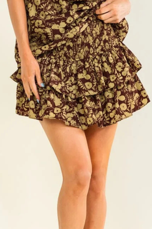 Bohemian Ruffle Print Skort-Cute-Trendy-Shop-Womens-Boutique-Clothing-Store