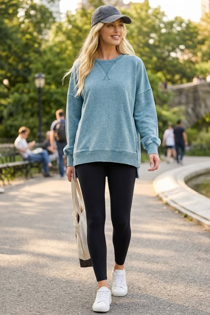 Vintage Beach Crewneck Sweatshirt-Blue-SMALL-Cute-Trendy-Shop-Womens-Boutique-Clothing-Store