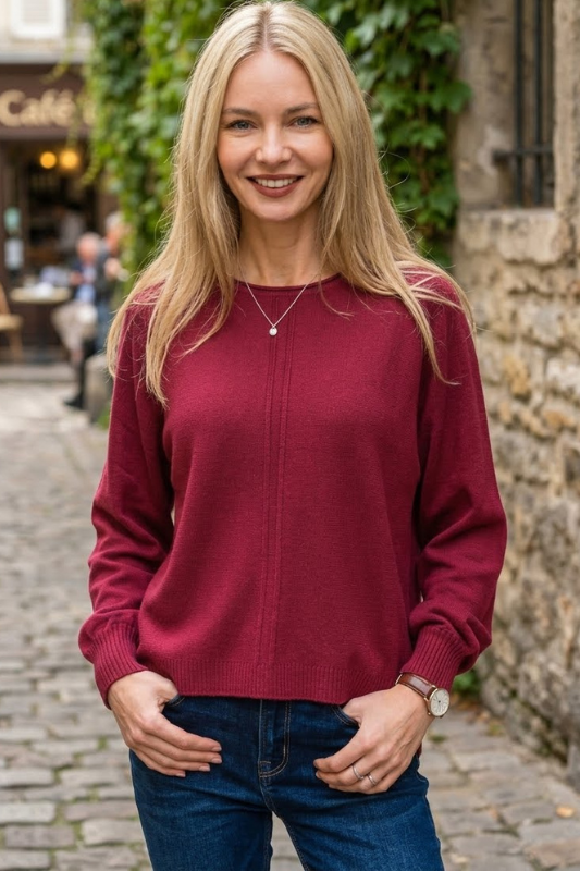 Call Me Cozy Casual Sweater Top-Burgundy-SMALL-Cute-Trendy-Shop-Womens-Boutique-Clothing-Store