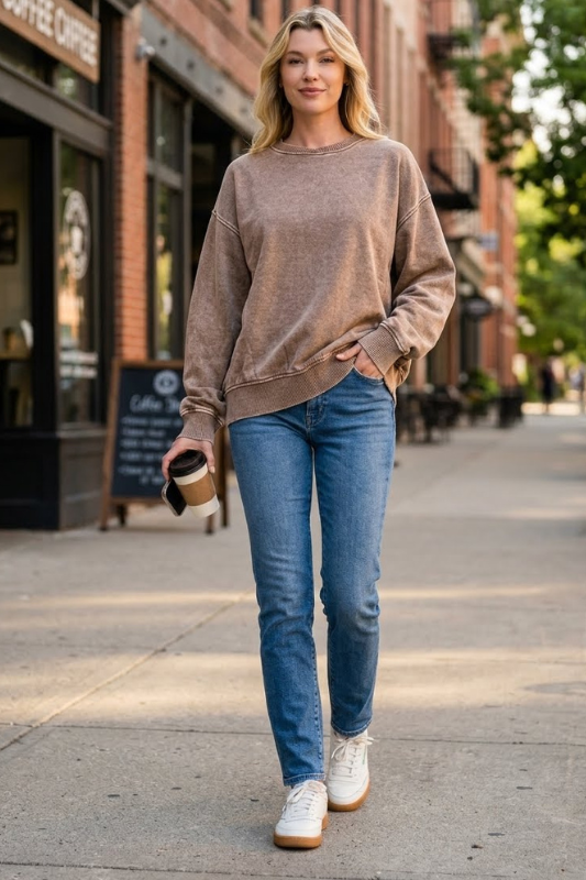 Uptown Relaxed Sweatshirt-Mocha-SMALL/MEDIUM-Cute-Trendy-Shop-Womens-Boutique-Clothing-Store