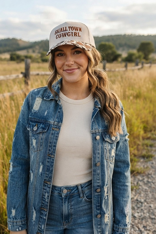 'Small Town Cowgirl" Ball Cap-[option4]-[option5]-Cute-Trendy-Shop-Womens-Boutique-Clothing-Store