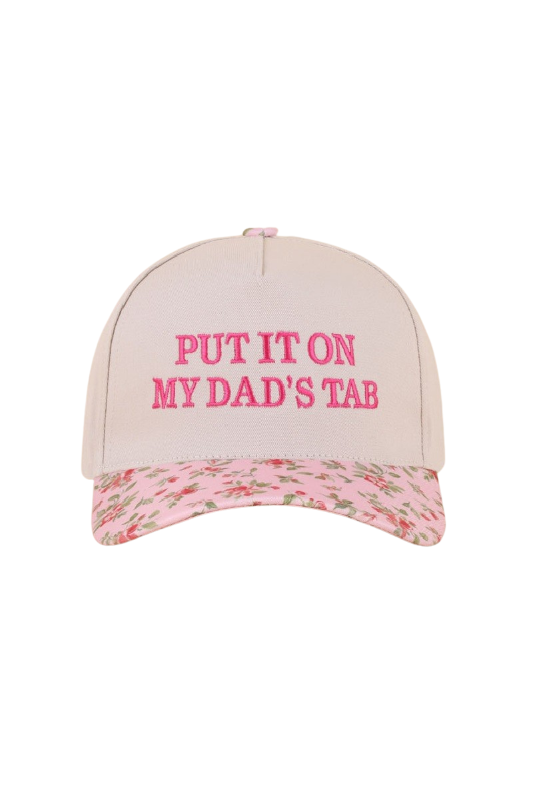 "Put It On My Dad's Tab" Two-Tone Ball Cap-Floral-[option4]-[option5]-Cute-Trendy-Shop-Womens-Boutique-Clothing-Store