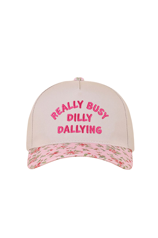 "Really Busy Dilly Dallying" Ball Cap-Floral-[option4]-[option5]-Cute-Trendy-Shop-Womens-Boutique-Clothing-Store