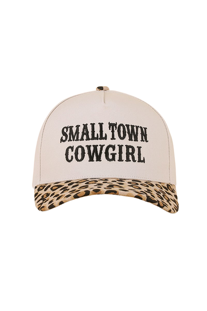 'Small Town Cowgirl" Ball Cap-Leopard-[option4]-[option5]-Cute-Trendy-Shop-Womens-Boutique-Clothing-Store