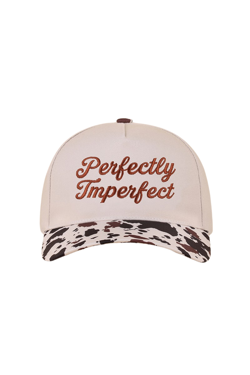 "Perfectly Imperfect" Ball Cap-Cow-[option4]-[option5]-Cute-Trendy-Shop-Womens-Boutique-Clothing-Store
