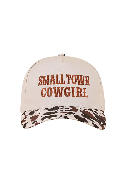 'Small Town Cowgirl" Ball Cap-Cow-[option4]-[option5]-Cute-Trendy-Shop-Womens-Boutique-Clothing-Store