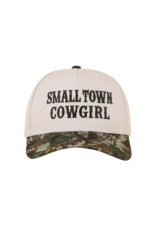 'Small Town Cowgirl" Ball Cap-Camo-[option4]-[option5]-Cute-Trendy-Shop-Womens-Boutique-Clothing-Store