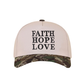 "Faith Hope Love" Two-Tone Ball Cap-Camo-[option4]-[option5]-Cute-Trendy-Shop-Womens-Boutique-Clothing-Store